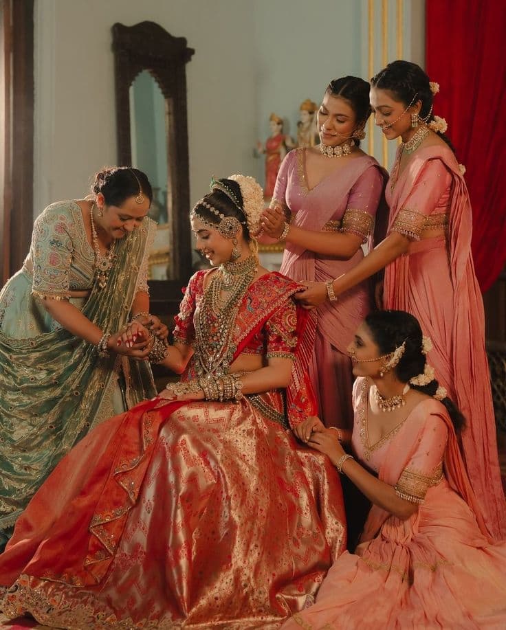 Bride with bridesmaids